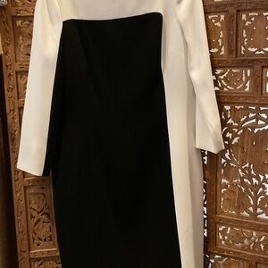 TERI JON. BLACK AND WHITE SHIFT DRESS SIZE 12 . WORN ONCE